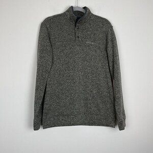 Eddie Bauer Gray Radiator Fleece Snap Mock Pullover Sweater Mens Size Medium